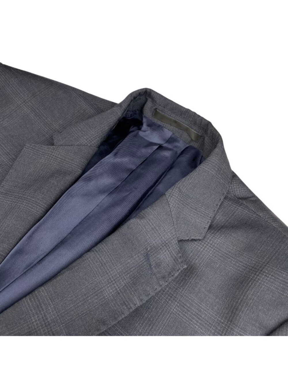 Gianni Versace Men’s 100% Wool 2-Button Blazer Navy Blue Plaid • 42R